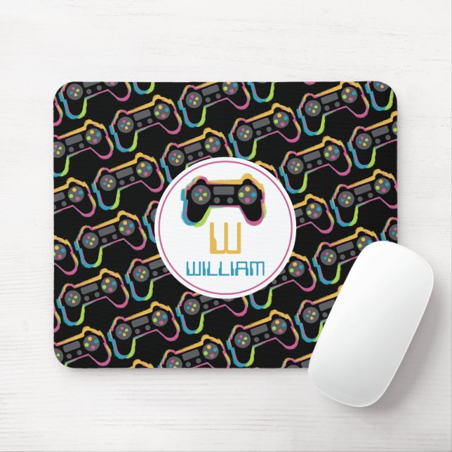 Mousepad Monograma de jogos para adolescentes, gamers, vide (Com mouse)