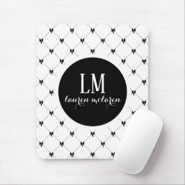 Mousepad Monograma de Laço Preto e Branco