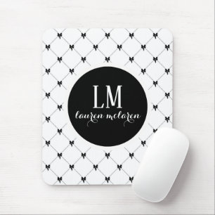 Mousepad Monograma de Laço Preto e Branco