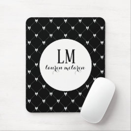 Mousepad Monograma de Laço Preto e Branco