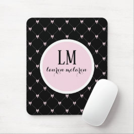 Mousepad Monograma de Laço Preto e Rosa