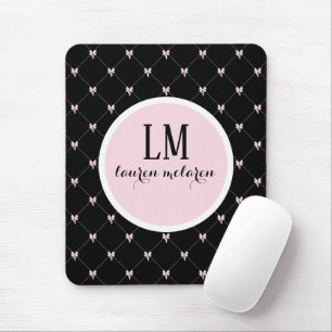 Mousepad Monograma de Laço Preto e Rosa