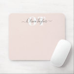 Mousepad Monograma de Lâmpada de Script Moderno Mínimo Prof<br><div class="desc">Nome moderno do script chic e design monograma em fundo cor-de-rosa pincelado, simples e elegante, excelente personalizado seu próprio mouse personalizado. Personalize-o com a cor de fundo de sua escolha.</div>
