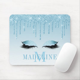 Mousepad Monograma de Lashes Azuis Motonáveis Modernos