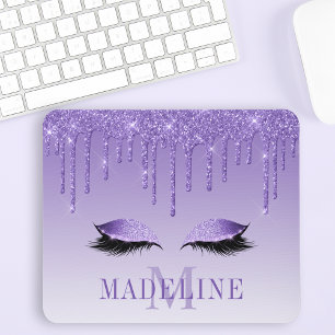 Mousepad Monograma de Lashes Roxos Moda Moderna
