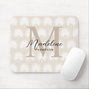 Mousepad Monograma de Leaf Script de Chic Beige Anahaw Mini