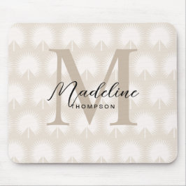 Mousepad Monograma de Leaf Script de Chic Beige Anahaw Mini