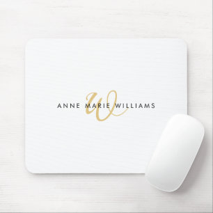 Mousepad Monograma de Letra com Grafia Moderna em Ouro Bran