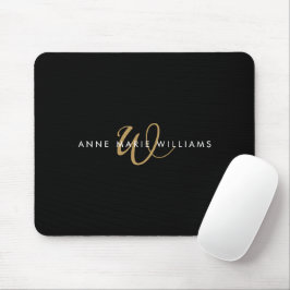 Mousepad Monograma de Letra com Grafia Moderna em Preto e D
