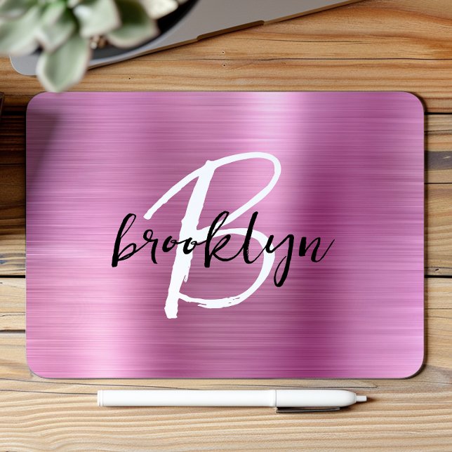 Mousepad Monograma de letra manuscrita preta e branca em Me (Criador carregado)