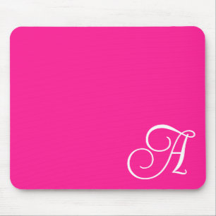 Mousepad Monograma de Letra Miúda Cor-de-Rosa e Branco