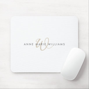 Mousepad Monograma de Letra Moderna em Marrom Mocha Script