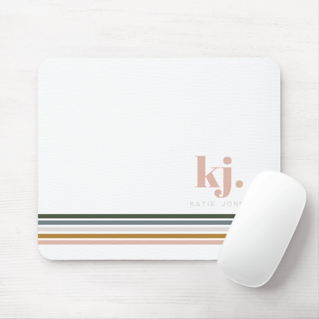 Mousepad Monograma de Listras Chic Retro (Com mouse)