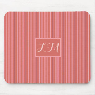Mousepad Monograma de listras cor-de-rosa com tendência e