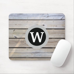Mousepad Monograma de Madeira de Pinheiro Desgastada