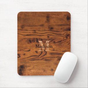 Mousepad Monograma de madeira russa queimada em vinagre