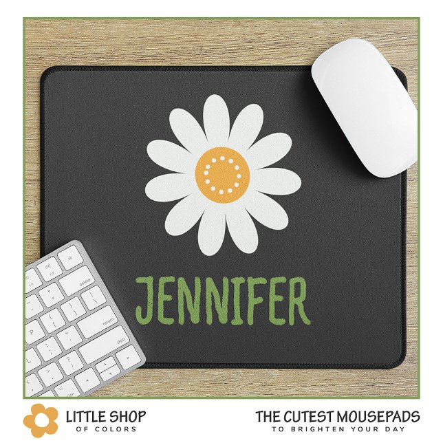 Mousepad Monograma de Margarida Branca Moderna (Criador carregado)