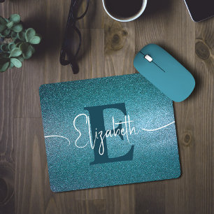 Mousepad Monograma de Meninas com Brilho Azul