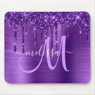 Mousepad Monograma de Metal com Pincel de Lixo Roxo