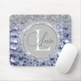 Mousepad Monograma de Miçangas Azuis da Glittery