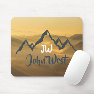 Mousepad monograma de montanhas personalizável do nascer do