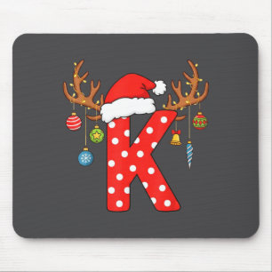 Mousepad Monograma De Natal Letra K Alfabeto Inicial Orname