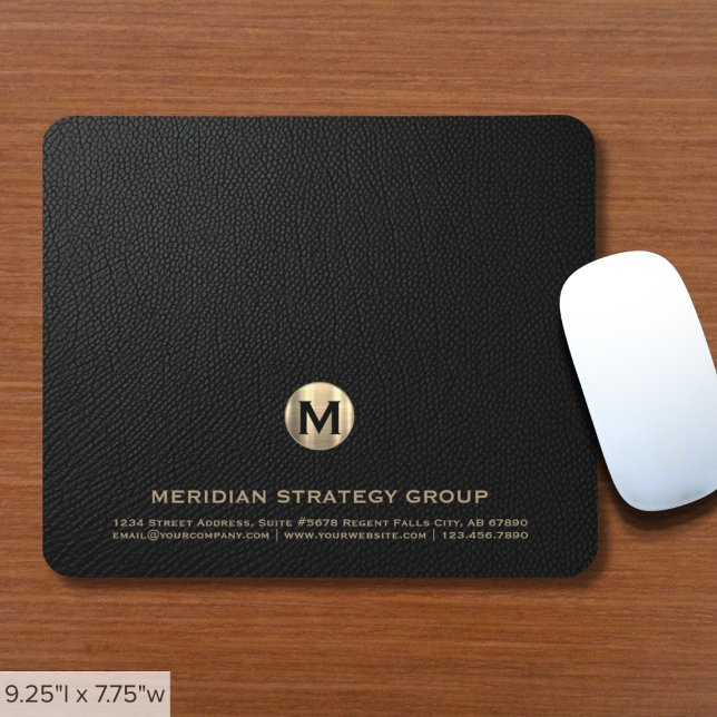 Mousepad Monograma de negócios Dourado e preto (Criador carregado)