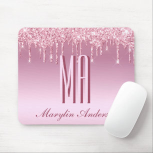 MOUSEPAD MONOGRAMA DE NOME CURSIVO DO DRIP DO COLO PINK
