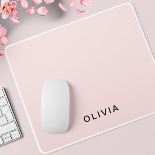 Mousepad Monograma de nome e cor-de-rosa personalizado Pe