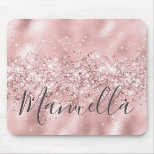 Mousepad Monograma de Nome Personalizado de Glitter Dourado