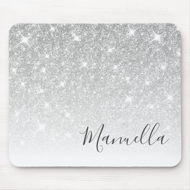 Mousepad Monograma de Nome Personalizado Glitter Dourado Gi (Frente)