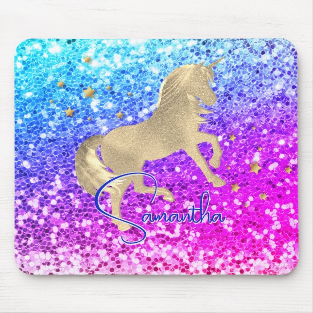 Mousepad Monograma de ouro branco, cor-de-rosa claro (Frente)