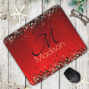 Mousepad Monograma de ouro negro e elegante