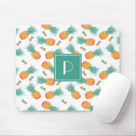 Mousepad Monograma de Padrão de Fruta de Abacaxi Fofo