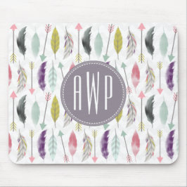 Mousepad Monograma de Penas e Setas