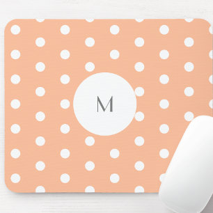 Mousepad Monograma de Pêssego e Bolinhas