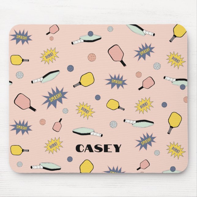 Mousepad Monograma de Pickleball Adicionar Seu Nome Diverti (Frente)