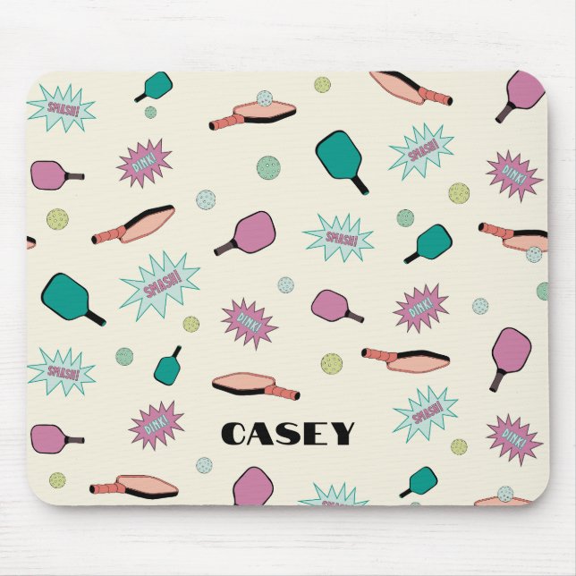 Mousepad Monograma de Pickleball Adicionar Seu Nome Diverti (Frente)