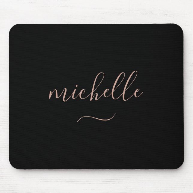 Mousepad Monograma de Roteiro Moderno Preto Dourado (Frente)