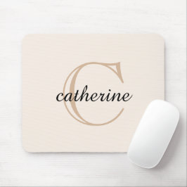 Mousepad Monograma de Script de bege Clássico