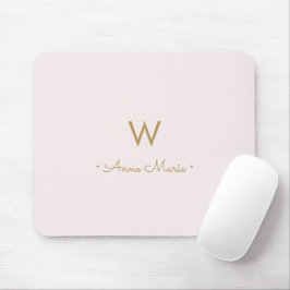 Mousepad Monograma de Script Dourado Cor-de-rosa-Blush Mode