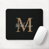 Monograma de Script Dourado e Preto Moderno