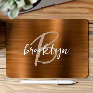 Mousepad Monograma de Script Metal Bruto Laranja Queimado