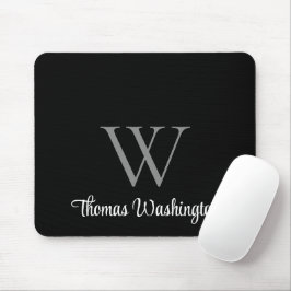 Mousepad Monograma de Script Moderno Preto