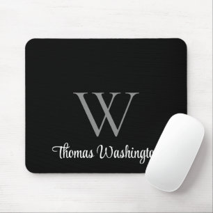 Mousepad Monograma de Script Moderno Preto