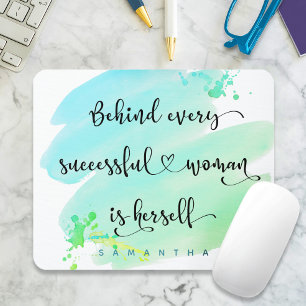 Mousepad Monograma de Script Mulher com Êxito - Cor Azul