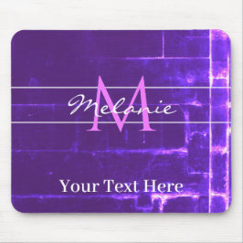 Mousepad Monograma de Tijolos Violetos Roxos Modernos