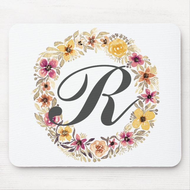 Mousepad Monograma de Wreath Floral de País Russo (Frente)