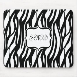 Mousepad Monograma de Zebra Branca/Preta