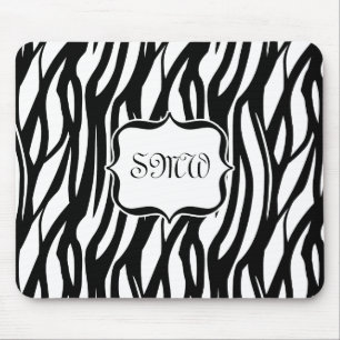 Mousepad Monograma de Zebra Branca/Preta
